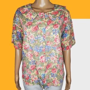 Vintage Lisa Josephs Womens floral button down top